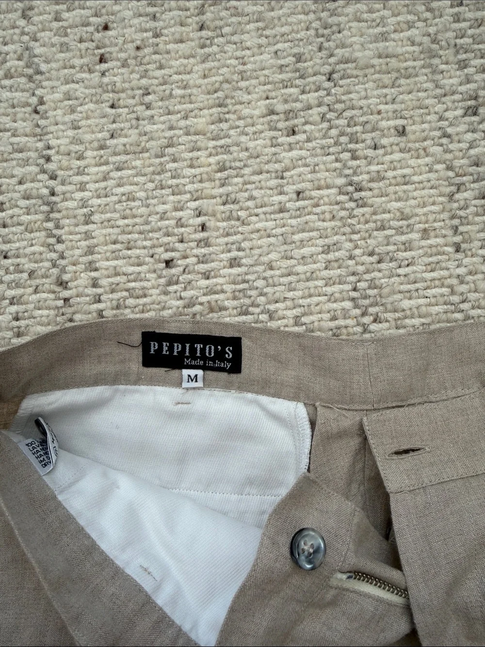 Italian Linen Slim Dress Pants in Light Taupe
